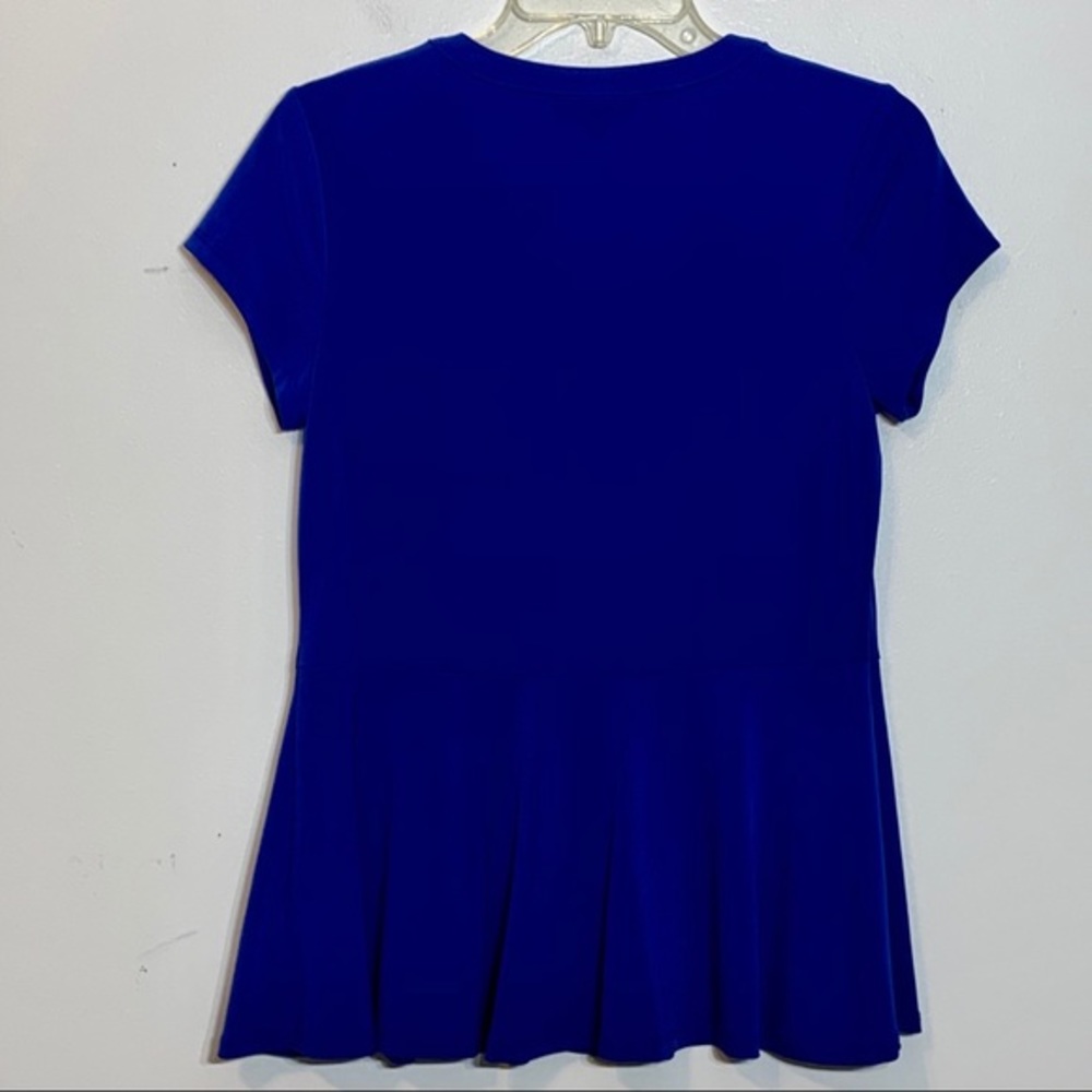 EUC Dana Buchman Bright Blue Peplum Blouse - Picture 7 of 7